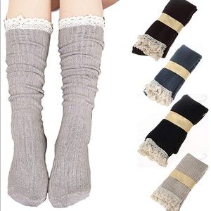 Above the knee lace fringe boot socks